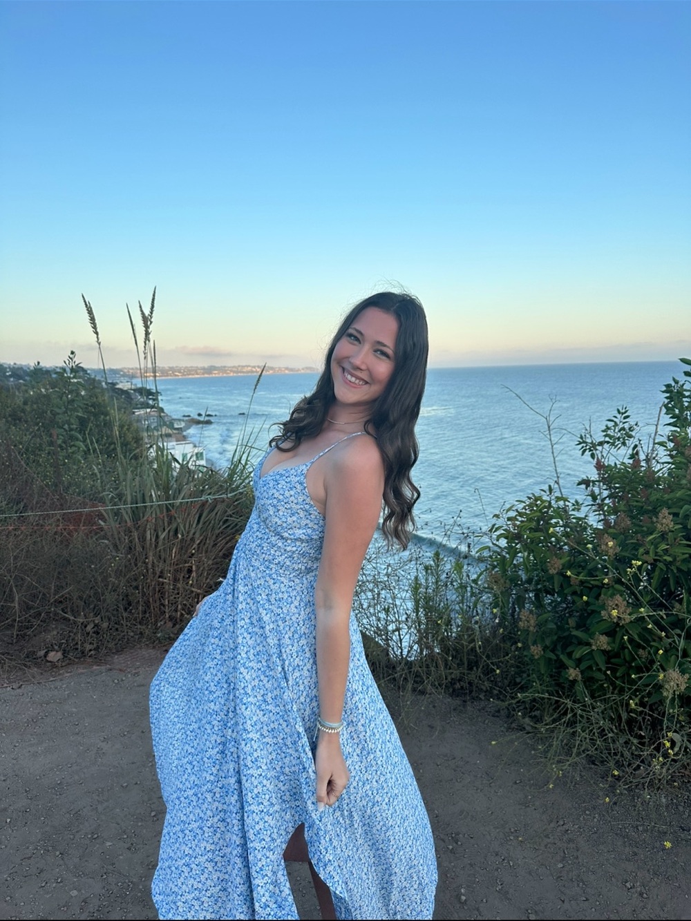 Blu Pepper Blue Floral Spaghetti-Strap Maxi Dress